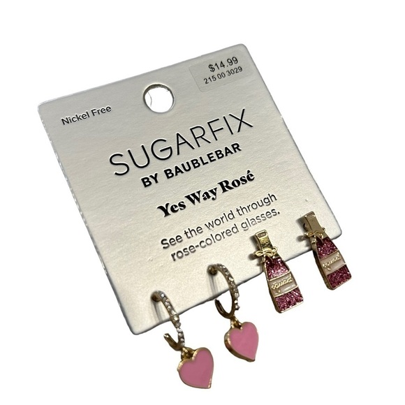 SUGARFIX by Baublebar Yes Way Rose’ Wine and Hearts Earrings, NWT NEW - Picture 6 of 6